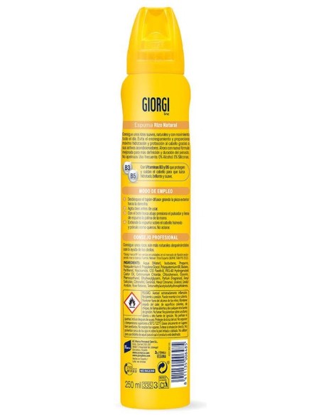 Giorgi Espuma Fijadora Método Curly Nº3 Rizo Natural Xxl 250Ml