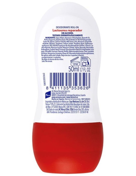 Lactovit Desodorante Lactourea Roll-On Rojo 50Ml