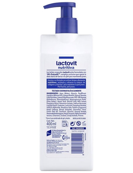 Lactovit Original Leche Corporal Nutritiva 400 Ml