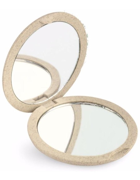 Espejo Bolso Natural Fiber Doble Plegable X4 Beige 1 U