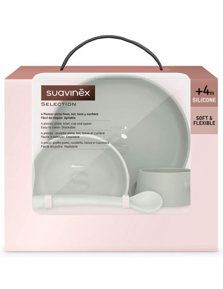 Suavinex Vajilla Silicona Soft %26 Flexible Mint 4Uds