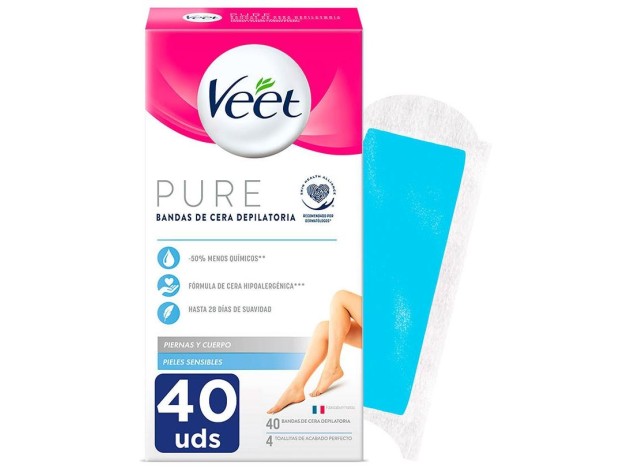 Veet Pure Bandas De Cera Depilatoria Piernas Y...