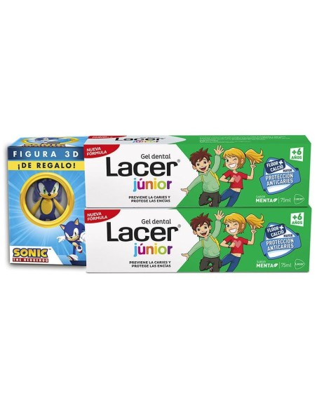 Lacer Júnior Pack Gel Dental Menta 2X75Ml + Figura Sonic