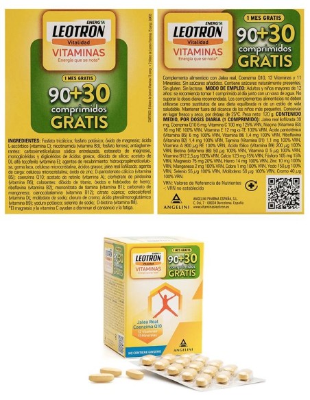 Leotron Vitaminas Comprimidos 90 + 30 De Regalo 120 U