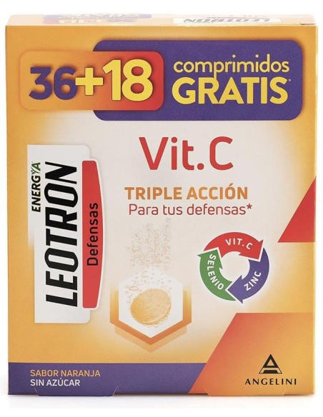 Vitamina C Triple Acción Comprimidos Efervescentes 36 + 18 De Regalo Naranja 54 U