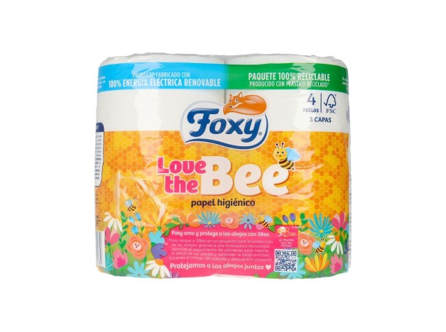 Love The Bee Papel Higiénico 3 Capas 4 Rollos