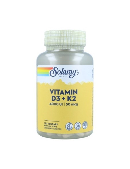 Solaray Vitamina D3+K2 4000Ui 50Mcg 120 Comprimidos