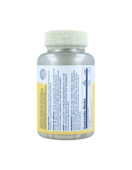 Solaray Vitamina D3+K2 4000Ui 50Mcg 120 Comprimidos
