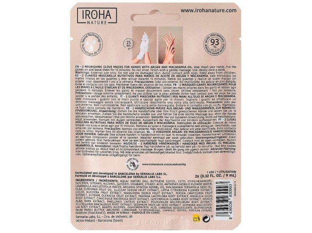 Iroha Nature Guantes Mascarilla Aceite De Argán...