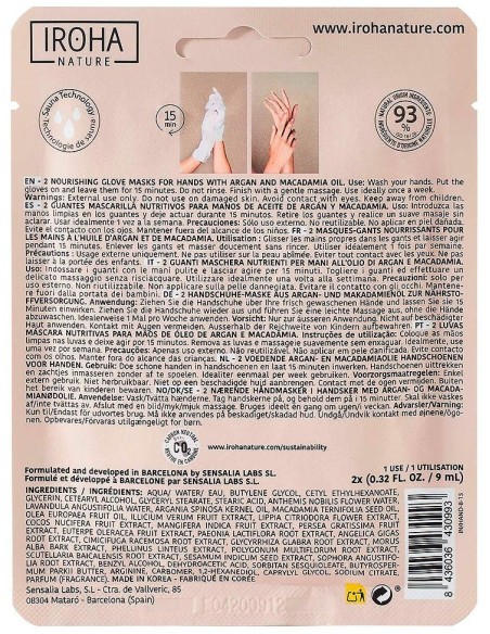 Iroha Nature Guantes Mascarilla Aceite De Argán Macadamia 20Ml