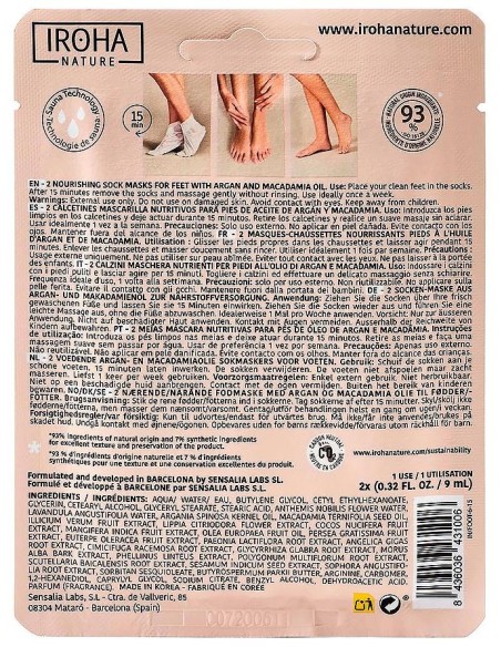 Iroha Nature Calcetines Con Aceite De Argán Y Macadamia 20Ml
