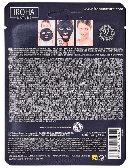 Iroha Nature Mascarilla Carbón Detox E Hidrantante 20Ml