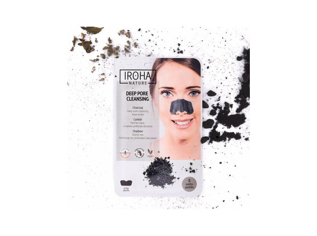 Iroha Nature Tiras Nariz Puntos Negros Carbón 5Uds