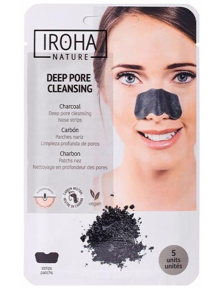 Iroha Nature Tiras Nariz Puntos Negros Carbón 5Uds