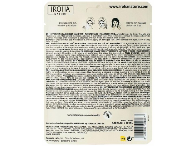 Iroha Nature Mascarilla Facial Tisú Hidratante...