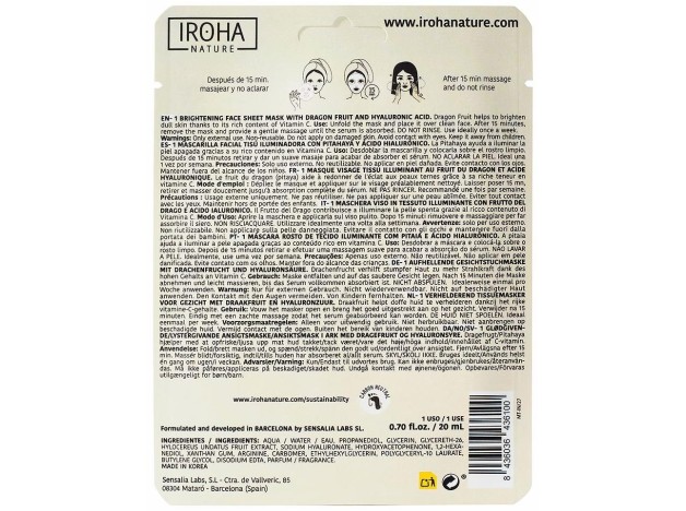 Iroha Nature Mascarilla Facial Tisú Iluminadora...