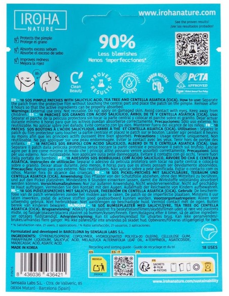 Iroha Nature Parches Sos Granos Para Acné Cara Y Cuerpo 18Uds