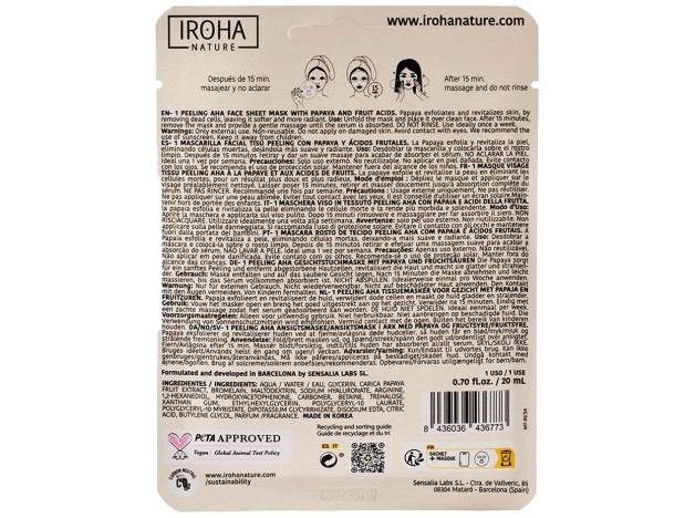 Iroha Nature Mascarilla Facial Peeling Aha...