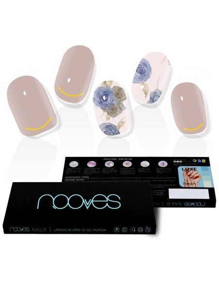 Láminas De Uñas De Gel Elegant Floral Premium Luxe Metallic 20 U