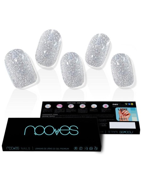 Láminas De Uñas De Gel Dazzling Diva Premium Glam Glitter Gris 20 U