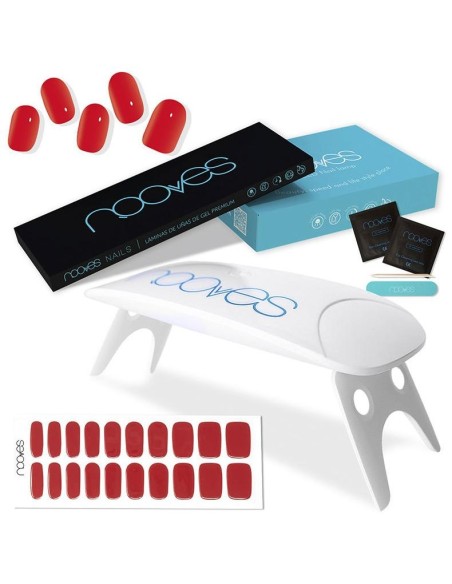 Nooves Láminas Uñas Gel Premium Estuche Rojo 5Uds