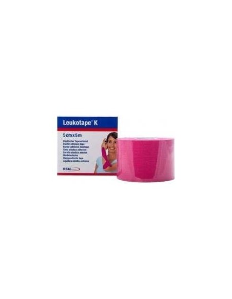 Leukotape K Cinta Autoadhesiva Elástica Rosa 5 Cm X 5 M, 1 Ud