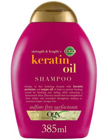 Ogx Champú Aceite De Queratina, Pelo Quebradizo, Hidratante Y Fortalecedor 385 Ml