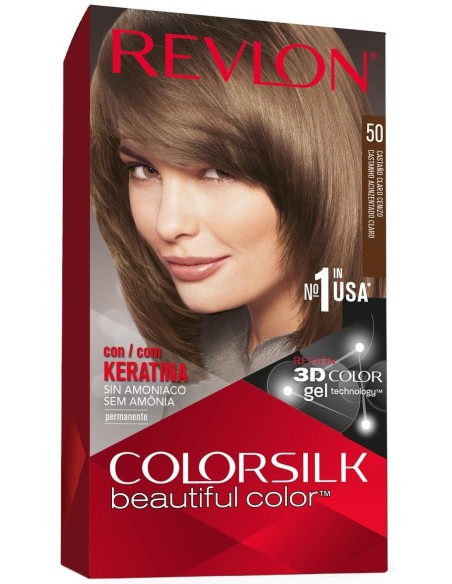 Revlon Kit Tinte Colorsilk 50 Castaño Claro Cenizo