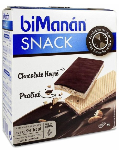 Bimanán Snack Barquillo Chocolate Negro Y Praliné, 6 Uds
