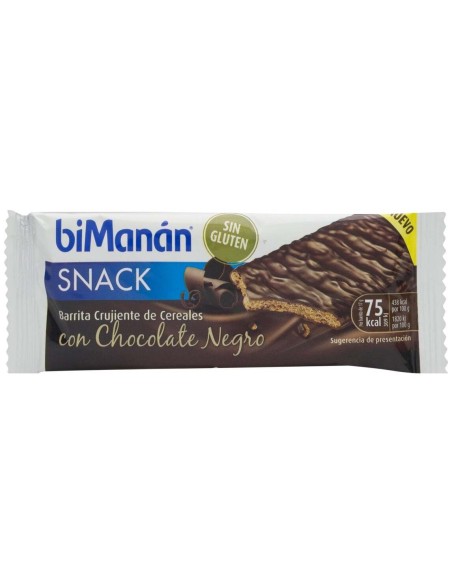 Bimanán Barritas Sin Gluten Chocolate Negro, 20 Unidades