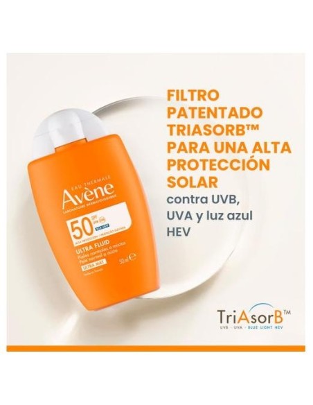 Avène Solar Ultra-Mat Fluido Pieles Mixtas A Grasas Spf50+ 50Ml