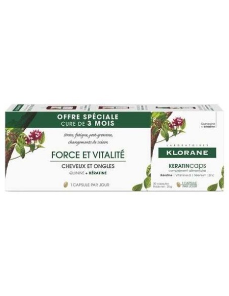 Klorane Keratincaps Cabello Y Uñas, 3X 30 Cápsulas
