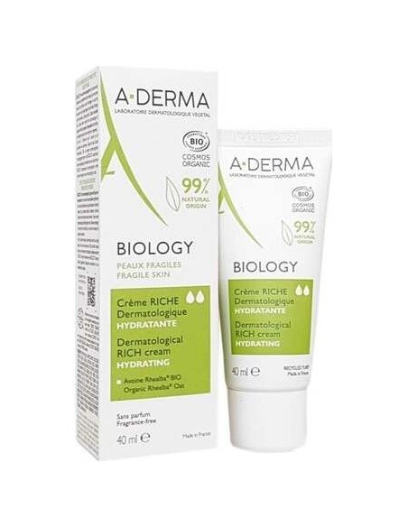 A-Derma Biology Crema Rica Dermatológica Hidratante, 40 Ml