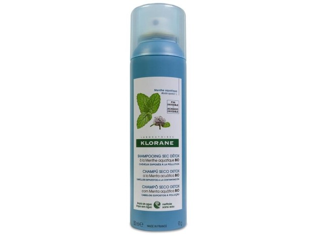 Klorane Champú Seco Detox Menta Acuática Bio,...