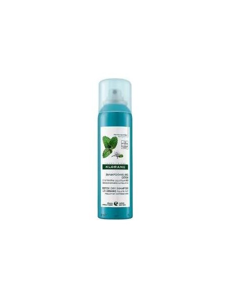 Klorane Champú Seco Detox Menta Acuática Bio, 150 Ml