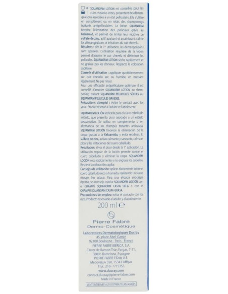 Ducray Squanorm Loción Anticaspa Con Zinc, 200 Ml