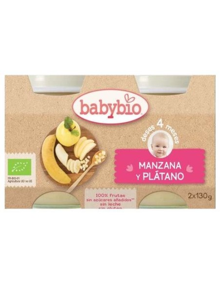 Babybio  Tarrito Ecológico De Manzana Y Plátano 2X130G