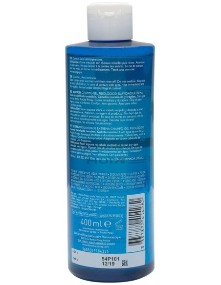 La Roche-Posay Kerium Champú Uso Frecuente Suavidad Extrema, 400 Ml