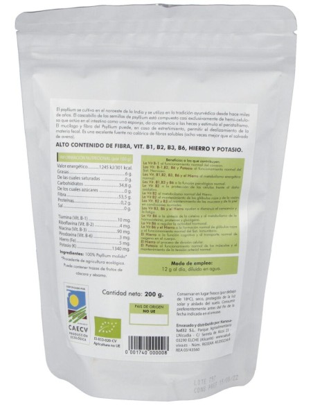 Psyllium Cascara 200Gr. Bio Sg S/A Vegan