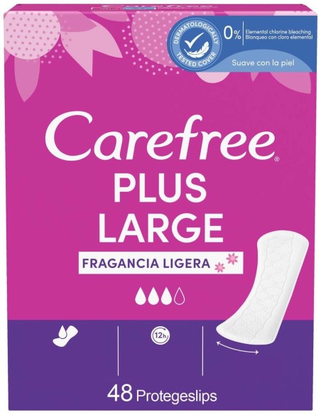 Carefree Plus Large Protector Fragancia Ligera 48 U