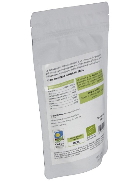 Ashwagandha En Polvo 125Gr. Bio Sg S/A Vegan