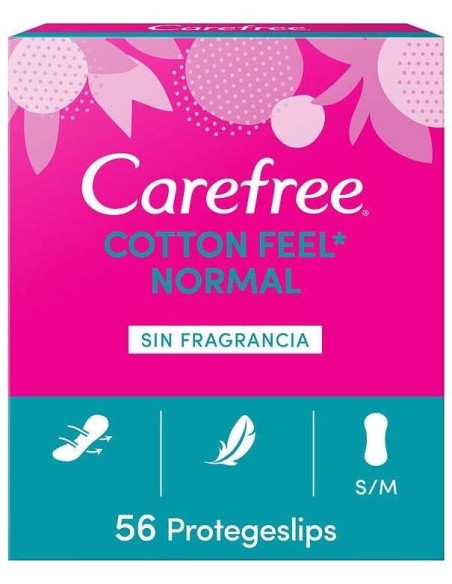 Carefree Cotton Feel Normal Sin Fragancia Talla S/M 56Uds