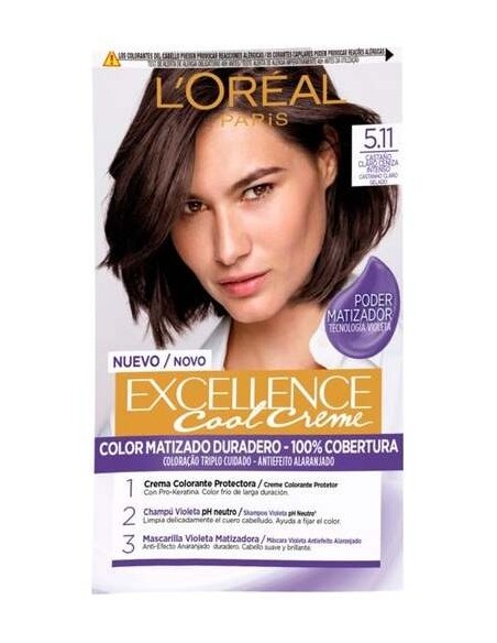 L'Oréal Excellence Cool Creme Tinte 5.11-Castaño Claro Ceniza Intenso 1Ud