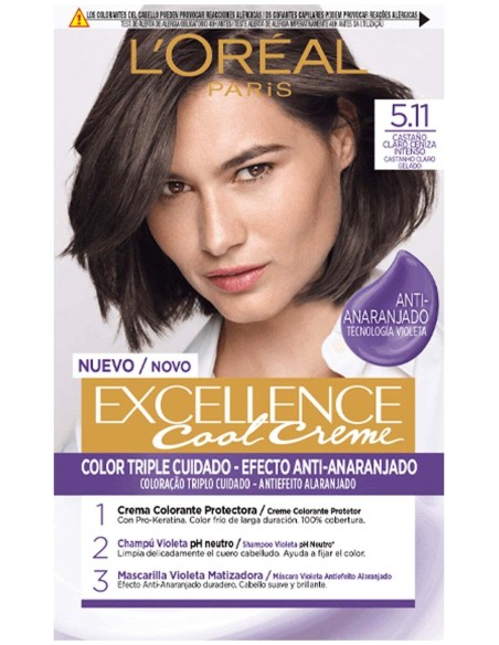 L'Oréal Excellence Cool Creme Tinte 5.11-Castaño Claro Ceniza Intenso 1Ud
