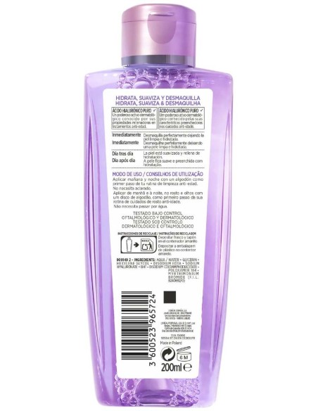 L'Oréal Revitalift Filler Ácido Hialurónico Puro Agua Micelar 200Ml