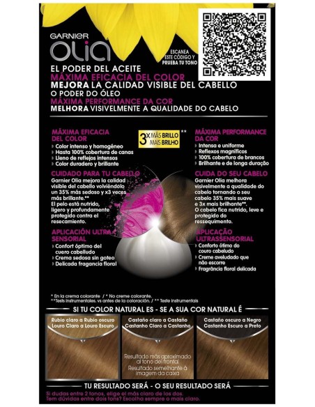 Garnier Olia Coloración Permanente N°6.3 Rubio Oscuro Dorado 4Uds