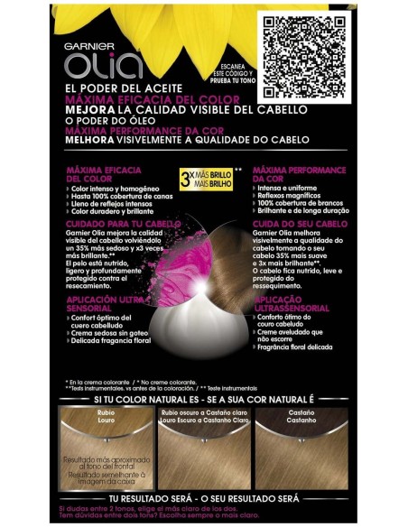 Garnier Olia Coloración Permanente N°7.13 Rubio Canela 4Uds
