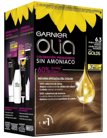 Garnier Olia Coloración Permanente N°6.3 Rubio Oscuro Dorado 4Uds
