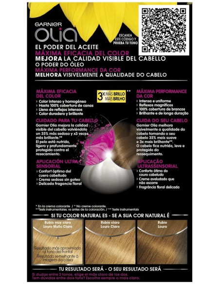 Garnier Olia Coloración Permanente N°8.31 Rubio Miel 4Uds