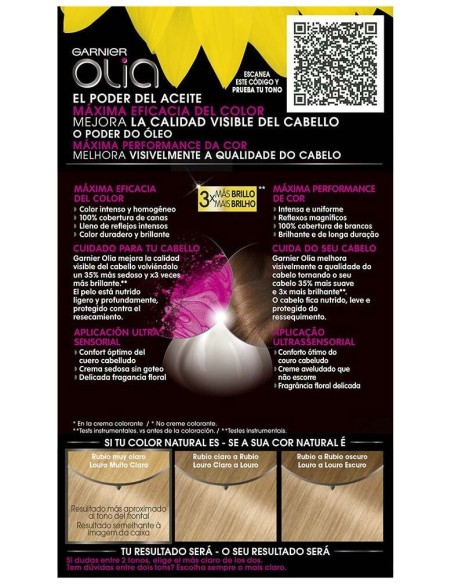 Garnier Olia Coloración Permanente N°9.0 Rubio Muy Claro 4Uds